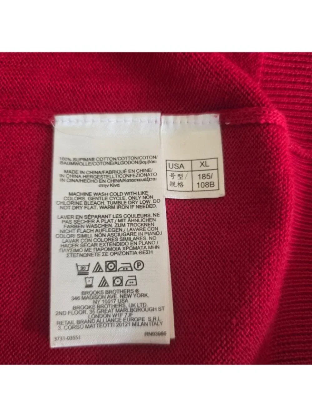 Brooks Brothers Mens Pullover Sweater Red Supima Cotton Sz XL
